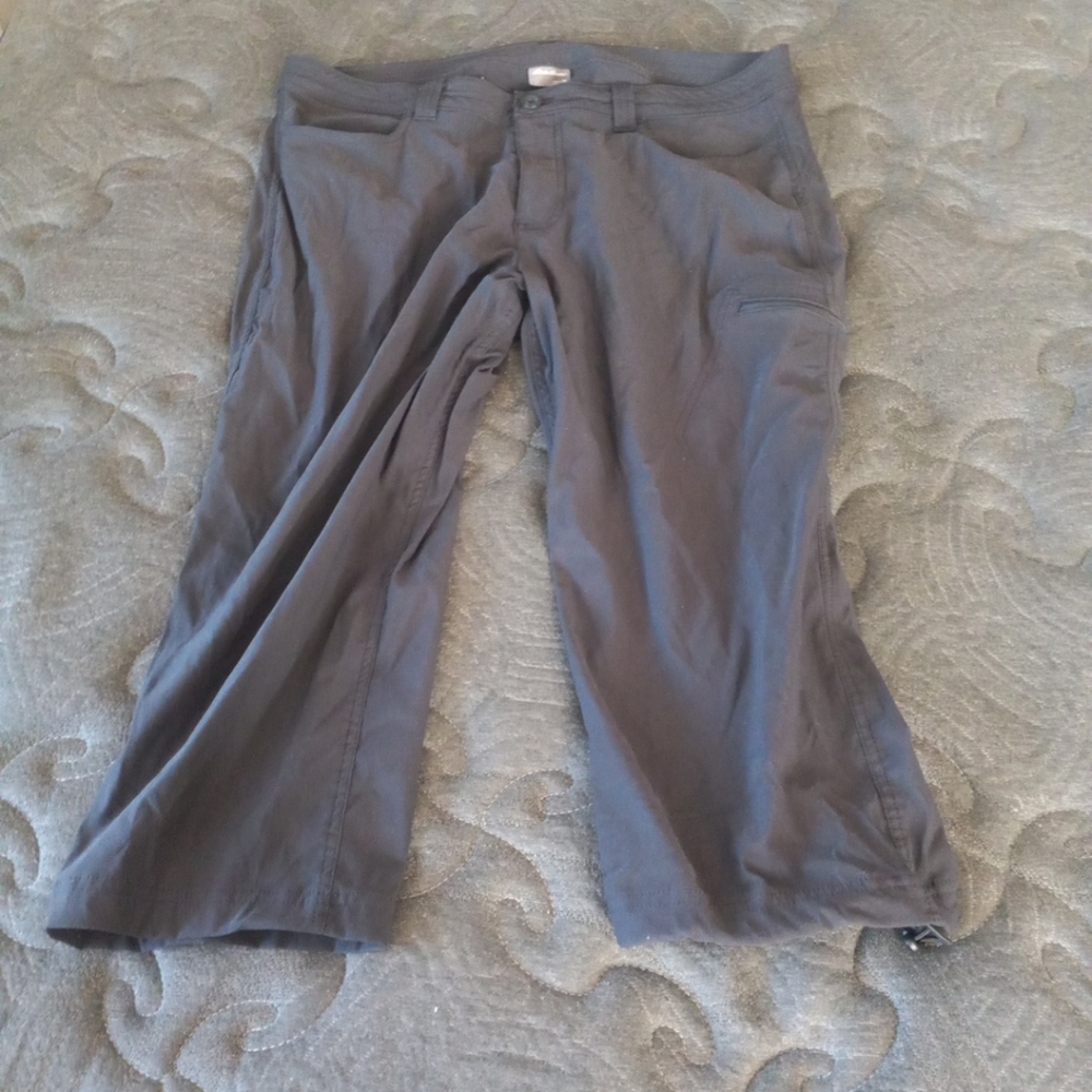 Eddie Bauer Womens Size 16 Rainier Cargo Pants Black Nylon Hiking UPF 50+